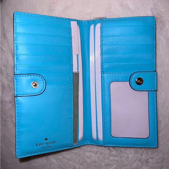 Womens NWT Kate Spade Pebble Leather Wallet Atoll Blue - Picture 2 of 5